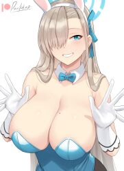 1girls asuna_(blue_archive) asuna_(bunny)_(blue_archive) big_breasts blue_archive blue_eyes breasts bunny_ears bunnysuit devilukez eye_contact female female_focus female_only gloves hair_over_one_eye huge_breasts long_hair looking_at_viewer pantyhose solo solo_female standing upper_body