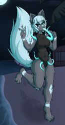 anthro beach crimellgrim domestic_cat felid feline felis female hi_res mammal night seaside shiku_(character) solo tentacle