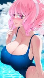 1girls busty cleavage curvaceous curvy_body curvy_female curvy_figure erect_nipples game_freak klara_(pokemon) looking_at_viewer milf mommy_kink nintendo nipple_bulge nipples_visible_through_clothing pink_hair pokemon pokemon_ss seductive_eyes seductive_look solo_female solo_focus sumisumii swimsuit tagme voluptuous voluptuous_female