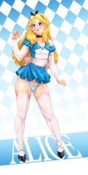 1boy 1femboy adorable alice_(disney) alice_in_wonderland alice_in_wonderland_(1951_film) alice_liddell androgynous balls_in_panties blonde_hair blue_eyes bulge clothed collar crossdressing cute disney dress dress_lift dressed femboy feminine_male flat_chest genderswap_(ftm) girly high_heels legs legs_apart legwear long_hair male nail_polish panties panties_bulge panty_bulge penis_bulge penis_in_panties penis_under_dress pink_nail_polish pink_nails ribbon rule_63 simple_background small_penis small_waist solo solo_focus solo_male suiren_ciao testicle_bulge thick thick_thighs thigh_highs thighhighs thighs tiny_penis tiny_waist trap wide_hips