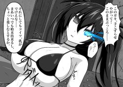 1girls black_hair black_rock_shooter black_rock_shooter_(character) blue_eyes breasts busty collar female huge_breasts raiku twintails white_skin