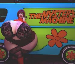 3d bra claire_redfield gigantic_breasts huge_breasts hyper hyper_ass hyper_bimbo jackd22 mystery_machine resident_evil resident_evil_2 scooby-doo velma_dinkley_(cosplay) wide_hips