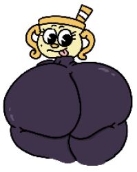 big_ass big_breasts big_thighs cuphead:_the_delicious_last_course cuphead_(game) cute_expression cute_face huge_ass looking_back ms._chalice pixelated rubberhose tagme theslashfive thick_thighs thighs tongue tongue_out