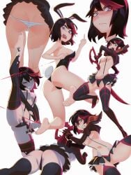 1girls angry ass bare_soles bare_toes barefoot blue_eyes blush boots boots_removed breasts bunny_ears bunny_tail bunnysuit cameltoe clenched_teeth clenched_toes dnaitari exposed_feet feet female female_focus female_only footwear_removed kill_la_kill leotard light_skin matoi_ryuuko medium_breasts miniskirt multiple_views panties senketsu shoes_removed short_hair skirt soles thick_thighs thighs thong toe_curl toes two_tone_hair