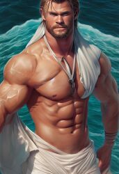 1boy actor ai_generated bad_anatomy celebrity chris_hemsworth generic_ai human human_only in_character in_water light-skinned_male light_skin looking_at_viewer male male_only marvel marvel_cinematic_universe marvel_comics midjourney muscular muscular_male outdoors outside shirtless_male thor_(marvel) thor_(series) water