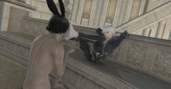 3d alphinaud_leveilleur dominant feet final_fantasy final_fantasy_xiv foot_fetish foot_worship gay gpose(ffxiv) male male_only socks submissive viera worship yaoi