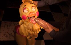 3d cum five_nights_at_freddy's froggysfm partial_male tagme tongue_out toy_chica_(fnaf)