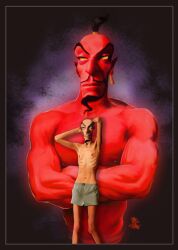 aladdin boxers disney genie jafar lcslayer male male_only muscles muscular muscular_male posing red_skin skinny villain