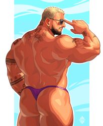 andres_vergel ass beefy bodybuilder butt instagram_model male male_focus male_only muscles muscular muscular_male onlyfans_model outdoors outside real_person sunglasses tattoos thong xelgot