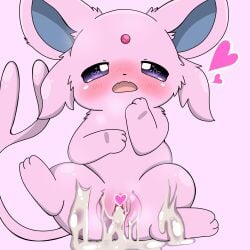 <3_censor <3_eyes absurd_res azuo blush bodily_fluids censored cum cum_in_pussy cum_inside cum_on_body eeveelution espeon female feral generation_2_pokemon genital_fluids genitals heart hi_res looking_at_viewer nintendo open_mouth pink_body pokemon pokemon_(species) pussy solo spread_legs spreading video_games