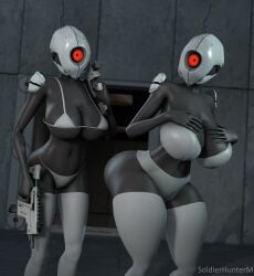 1futa 1girls 3d 3d_(artwork) 4k ass automated_turret big_ass big_breasts black_skin bodysuit breasts completely_nude dark-skinned_female dark_skin futanari gun helmet huge_ass huge_breasts human humanoid naked nude nude_female portal_(series) portal_2 red_eyes robot robot_girl robot_humanoid sentry_turret soldierhunterm solo_female source_filmmaker thick_thighs turret turret_(portal) turret_gal_(soldierhunterm) valve