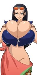 alternate_version_available big_breasts black_hair breasts breasts_bigger_than_head cleavage clothed female female_only huge_breasts long_hair looking_at_viewer manyakis nico_robin no_bra no_panties one_piece overflowing_breasts post-timeskip sarong smile solo solo_female sunglasses sunglasses_on_head transparent_background