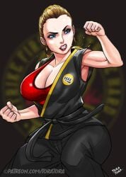 1girls artist_name breasts busty cobra_kai fighter light-skinned_female light_skin the_karate_kid tora_tora toratora18 tory_nichols watermark