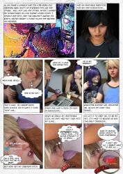 3d abysso big_penis black_hair blonde_hair cock_worship comic comic_page dark_hair futa_on_male futanari kamala_khan ladyabysso male marvel ms._marvel original_character penis self_upload speech_bubble text