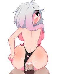 anal anal_sex annacrazytoivo ass big big_breasts hips randomgirl randomgirl_(annacrazytoivo) stockings thong white_hair