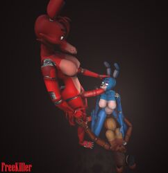 3d 4k blowjob bonnie_(fnaf) equine_penis eyes_rolling_back five_nights_at_freddy's foxy_(fnaf) freddy_(fnaf) frederika_(fnaf) freekiller futanari glowing_eyes highres holding_breast holding_head kneeling looking_down sex