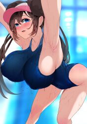 1girls big_breasts brown_hair bulging_breasts busty curvaceous curvy_body curvy_female curvy_figure erect_nipples female female_only latex_leotard nintendo nipple_bulge nipples_visible_through_clothing pokemon pokemon_bw2 rosa_(pokemon) seductive_eyes seductive_look solo solo_female solo_focus sumisumii twintails voluptuous wet_skin