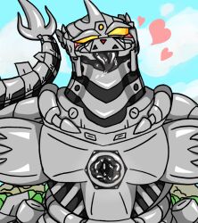 1boy anthro armor bodily_fluids breastplate chest_armor cuntboy cuntboy_sans_balls genitals godzilla_(series) heart herm hermaphrodite intersex machine male male_focus male_only maleherm mecha mechagodzilla mechanical_dragon momu9172 multi_genitalia penis pussy saliva saliva_on_tongue saliva_string solo solo_focus toho tongue tongue_out unusual_anatomy unusual_genitalia_placement unusual_pussy_placement yellow_eyes