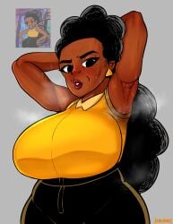 1girls african african_female armpits big_breasts black_female black_girl black_hair dark-skinned_female disney disney_channel gilf grandmother hikinks huge_breasts long_hair looking_at_viewer marvel mature_female mimi_lafayette moon_girl_and_devil_dinosaur musky pantylines smelly smelly_armpits sweat sweaty_armpits voluptuous voluptuous_female wrinkles