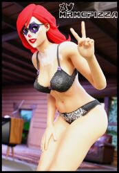 big_ass big_breasts bra clown clown_girl clown_makeup clussy fortnite glasses mrmcpizza panties peekaboo_(fortnite) red_hair solo_female underwear