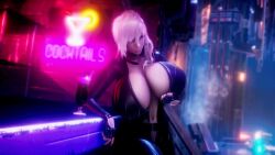 1girls 3d animated big_ass bimbo breasts breasts_bigger_than_head busty cleavage cocktail cozy cyberpunk eclair_farron female female_only final_fantasy final_fantasy_xiii honey_select huge_breasts huge_cleavage human jiggle large_breasts latex latex_suit light_skin mp4 neon_lights night pink_hair pinksloot playful raining skintight_bodysuit solo sound teasing top_heavy video