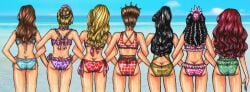 6+girls 7girls adella akaamamura20 alana andrina aquata ariel ariel's_sisters arista ass ass_cleavage attina back_view backside beach bikini black_hair blonde_hair brown_hair butt_crack clothing connection curves design designer_clothing deviantart difference disney disney_princess drawing family female female_only headwear hourglass_figure human humanized linking_arms long_hair multiple_females multiple_girls ponytail princess red_hair royalty sea seaside short_hair siblings side_by_side sisters sketch summer swimsuit the_little_mermaid