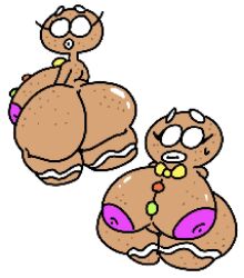 ass big_ass big_breasts breasts female gingerbread looking_back pink_nipples tagme theslashfive thick_thighs thighs white_eyes