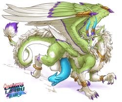 1boy athletic athletic_male blue_penis bodily_fluids dragon genital_fluids hi_res larru-larru male male_only precum sentient_penis taur wings