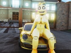 3d car five_nights_at_freddy's fnaf mansion on_car porsche super_elon toy_chica_(fnaf)