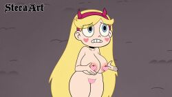 blonde_hair blue_eyes casual choker edit female headband heart_censor heart_cheeks human long_hair nude nude_female pale_skin screenshot_edit star_butterfly star_vs_the_forces_of_evil steca thelazyart wide_hips