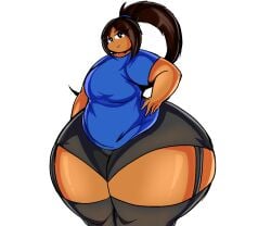 big_ass big_breasts booty_shorts bottom_heavy brown_hair dark_skin garter_straps huge_ass huge_thighs human hyper_ass massive_ass oc odditymew pizzacutiepie sadie_anybody_(pizzacutiepie) stockings tagme thick_ass thick_thighs thighhighs