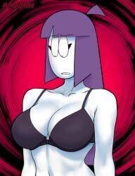 big_breasts bra dr.dizorder female_only lila_(spooky_month) milf mother purple_hair shaded spooky_month white_skin