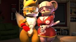 3d 3d_(artwork) anthro anthro_on_anthro custom_character_(sonic_forces) eden_the_fox fox fox_tail furry mona_the_mouse mouse mouse_ears nackey oc original_character sonic_(series) sonic_the_hedgehog_(series) tagme