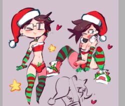 1boy annacrazytoivo bulge cute cute_face exposed_penis femboy gloves lips nipples piercing santa_hat stockings tights twink vlad_(annacrazytoivo)