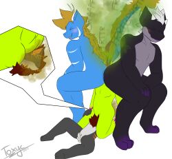 absurd_res alternate_version_at_source anthro ass big_butt big_tail blue_blush blue_body blush canid canine colored dark_body dragon face_in_ass facesitting fart fart_fetish farting_on_face flo_(toxyc) fox fur green_body green_fur grey_body grey_fur group hair hi_res horn hybrid looking_back luka_(toxyc) luwis_miracle male male/male mammal purple_eyes purple_fingers purple_tongue red_eyes sandwiched simple_background squish stripes tongue tongue_out toxyc toxyc_(toxyc) white_background white_hair white_stripes