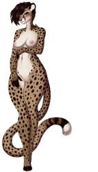 5_fingers areola blue_eyes breasts cheetah digital_media_(artwork) eyebrows eyelashes feet felid feline fingers fur genitals hi_res mammal navel nipples pussy reina. simple_background smile spots spotted_body spotted_fur toes white_background