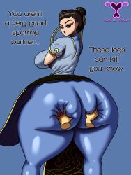 ass_focus ass_grab ass_squeeze chun-li huge_ass kissofvenus looking_at_viewer looking_back street_fighter street_fighter_6