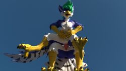 absurd_res albazcythe anthro avian bird blender_(software) duo female female_penetrated from_behind_position gryphon hi_res jorric lifting_partner male male/female mythological_avian mythology penetration selfcest sex square_crossover suprised_look