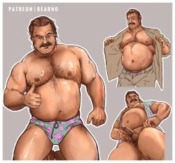 bear beard brown_hair chubby chubby_male erect_penis gay jim_hopper male penis stranger_things