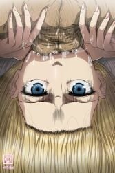 1boy 1girls all_the_way_to_the_base attack_on_titan balls_deep blonde_hair blue_eyes christa_lenz cute deepthroat deepthroat_holder fellatio female historia_reiss imminent_throatpie light-skinned_female long_hair new_epic_artist oral petite queen royalty shingeki_no_kyojin skinny slim tears teenager throat_fuck throat_swabbing unseen_male_face upside-down upside_down_fellatio worried