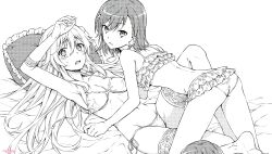 +_+ 10s 2015 2girls all_fours artist_name ass back bikini blush breasts cleavage cowgirl_position female female_only flower frilled_bikini frilled_pillow frills gloves greyscale hair_flower hair_ornament hi_res long_hair looking_back lying medium_breasts misaka_mikoto monochrome navel on_back pillow polka_dot polka_dot_bikini polka_dot_swimsuit shokuhou_misaki side-tie_bikini_bottom signature small_breasts socks spider_web_print star-shaped_pupils star_(symbol) string_bikini swimsuit symbol-shaped_pupils tears teenage_girl teenager teenager_on_teenager teruya_(6w6y) thigh_socks thighhighs to_aru_kagaku_no_railgun to_aru_majutsu_no_index untied untied_bikini white_socks young yuri