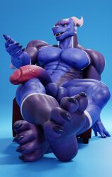 2022 3d_(artwork) abs anthro balls barefoot biceps big_balls big_feet big_muscles big_penis blue_background chair claws connivingrat digital_media_(artwork) dragon feet foot_fetish furniture genitals half-erect hi_res horn huge_balls huge_cock huge_feet huge_muscles humanoid_feet looking_at_viewer male male_only muscular muscular_anthro muscular_male navel nipples non-mammal_balls non-mammal_nipples nude obliques pecs penis plantigrade scalie simple_background sitting smile soles solo teeth toe_claws valorlynz vein wao_(e-zoid)