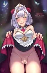 1futa agurami blurry_background bottomless breasts clothed clothing dress_lift dress_up flaccid futa_only futadom futanari genshin_impact human light-skinned_futanari light_skin looking_at_viewer mostly_clothed no_panties noelle_(genshin_impact) skirt skirt_lift skirt_pull skirt_up smile smug smug_expression smug_face smug_smile standing uncut unretracted_foreskin white_hair