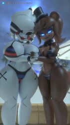 3d 3d_(artwork) animatronic artist_name big_breasts bikini black_bikini black_eyes blue_eyes bowtie breasts cally3d clazzey cryptiacurves curvy fangs fazclaire's_nightclub five_nights_at_freddy's five_nights_at_freddy's_2 fnaf freckles freddy_(fnaf) fredina's_nightclub fredina_(cally3d) frenni_(cryptia) frenni_fazclaire hat holding_hands hourglass_figure looking_at_viewer looking_down marie_(cally3d) marie_(cryptia) marionette_(fnaf) ponytail puppet_(cally3d) puppet_(fnaf) scottgames silver2299 smile smiling source_filmmaker thick_thighs voluptuous white_body white_skin wide_hips