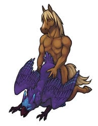 anthro anthro_bestiality ass_up avian doggy_style doggy_style equine female feral from_behind gryphon hooves horse male merystic nude raised_tail sex straight tail