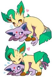 ai_generated breeding crying crying_with_eyes_open cub dickgirl doggy_style doggy_style dominant_female espeon female_on_top feral feral_on_feral held_down leafeon mounting nai_diffusion novelai older_female older_woman_and_younger_boy pokemon rape request tears