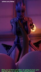 3d alien alien_genitalia alien_girl alien_humanoid asari asari_futanari comic comic_page english english_text futanari huge_cock liara_t'soni mass_effect shiala vikhlop