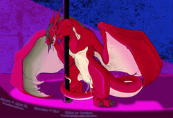 athus dancing dragon female feral plump_labia pole_dancing pussy pussy_juice riesy scalie solo tauxiera wings