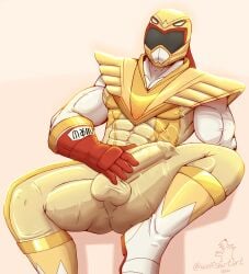 balls_under_clothes bara big_bulge boner bulge clothing daddy erection erection_under_clothes helmet huge_bulge male male_only manly muscular_male penis_outline penis_under_clothes power_rangers ryu_(street_fighter) solo solo_male street_fighter tight_clothing wolfshirtart