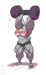 abs biceps big_breasts big_muscles breasts disney female huge_muscles jolly_jack judy_hopps large_muscles muscle_growth muscles muscular muscular_arms muscular_female muscular_legs muscular_thighs rabbit weights zootopia